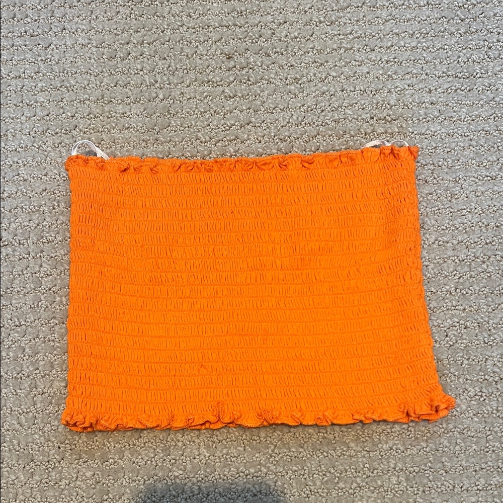 Vibrant Orange Smocked Tube Top